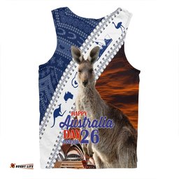 Australia Australia Day Custom Men Singlet - Kangaroo Happy Australia Day Aboriginal Pattern Men Singlet