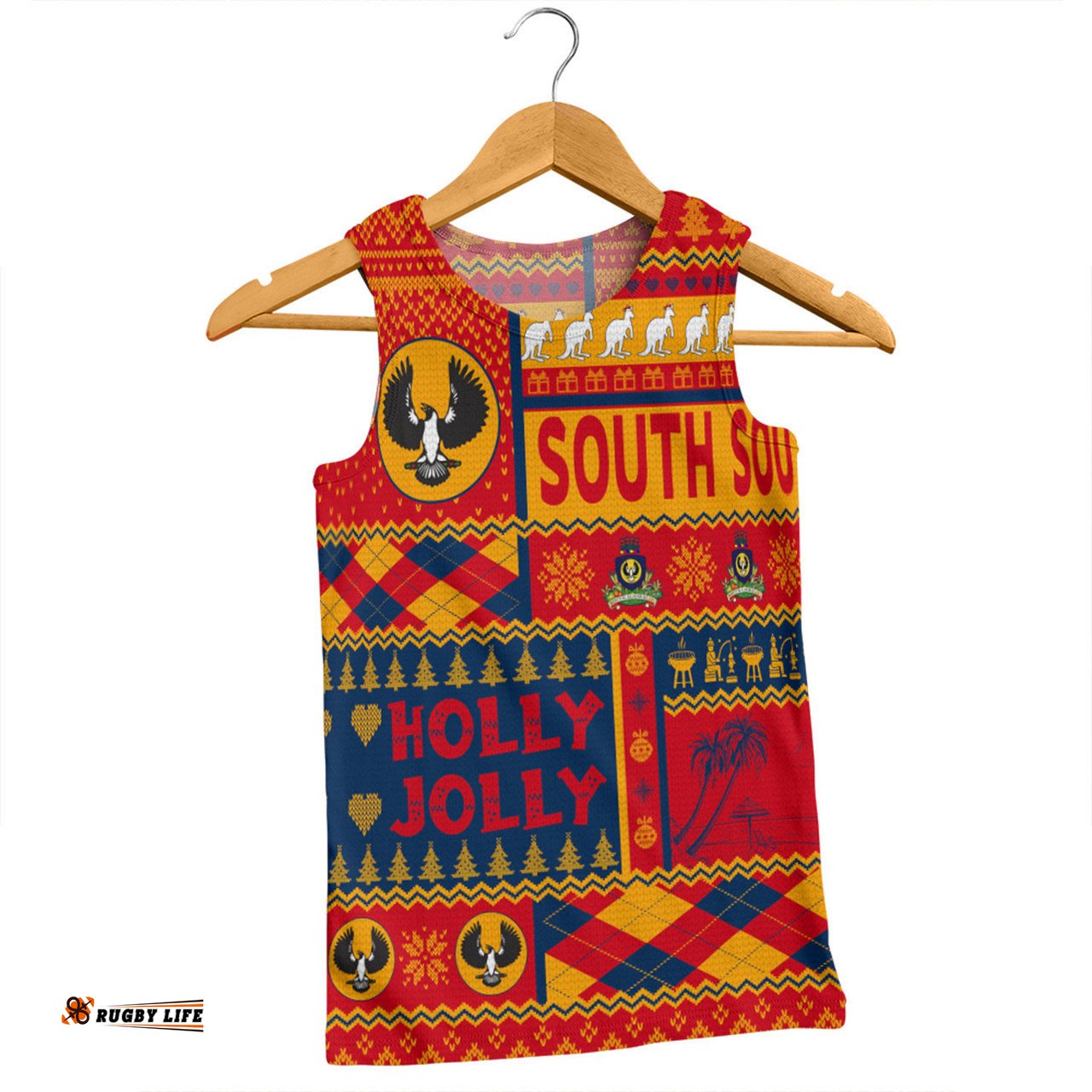 South Australia Christmas Men Singlet - Holly Jolly Chrissie Men Singlet