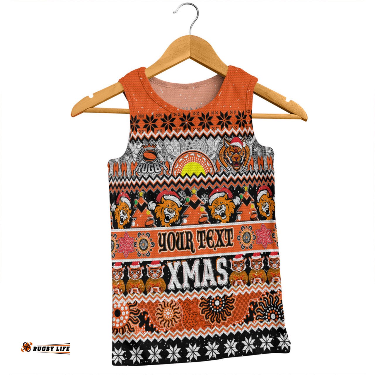 Wests Tigers Christmas Aboriginal Custom Men Singlet - Indigenous Knitted Ugly Xmas Style Men Singlet
