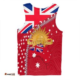 Australia Men Singlet - Anzac Day Lest We Forget Australian Red Ensign