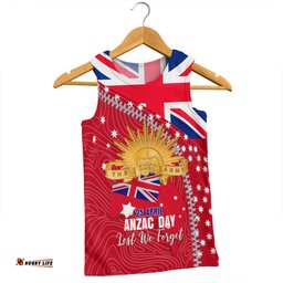 Australia Men Singlet - Anzac Day Lest We Forget Australian Red Ensign