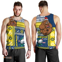 North Queensland Cowboys Men Tank Top - Christmas Snowflakes North Queensland Cowboys Mascot Men Tank Top