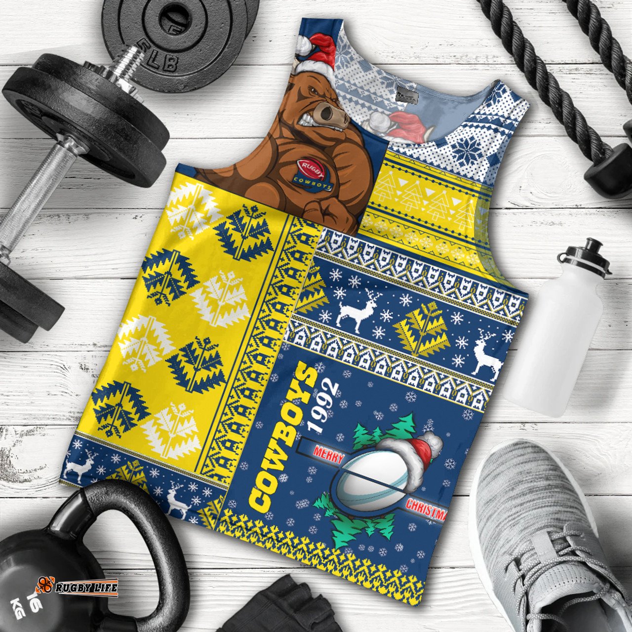 North Queensland Cowboys Men Tank Top - Christmas Snowflakes North Queensland Cowboys Mascot Men Tank Top