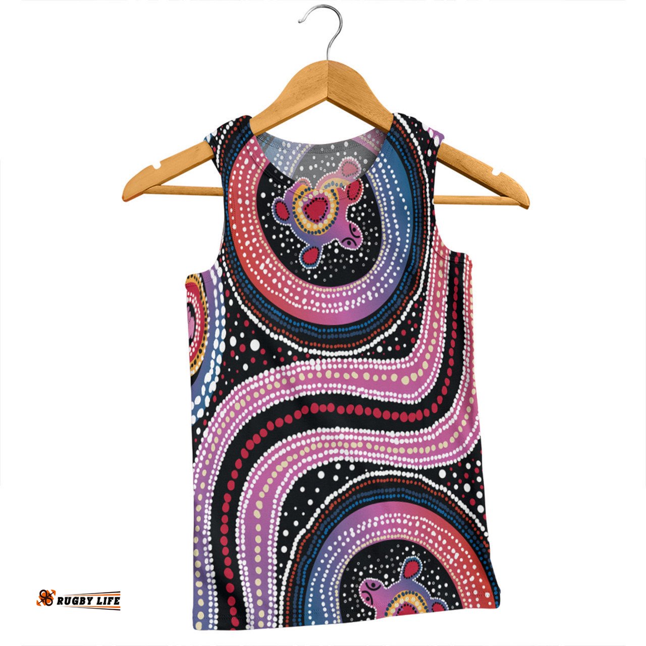 Australia Dot Painting Inspired Aboriginal Men Singlet - Turtles With Dot In Aboriginal Men Singlet