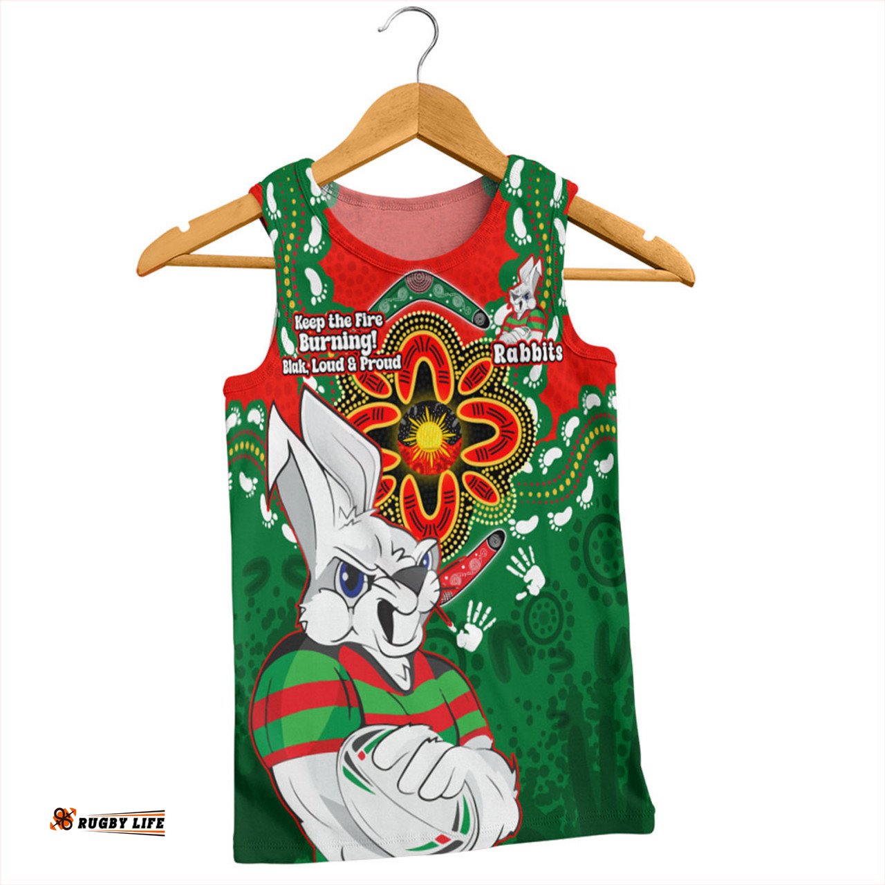 South Sydney Rabbitohs Men Singlet Aboriginal Inspired Naidoc Symbol Pattern