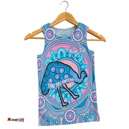Australia Emu Aboriginal Custom Men Singlet - Blue Indigenous Dreamtime Emu Men Singlet