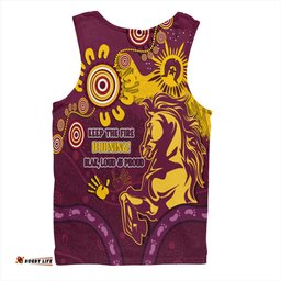 Brisbane Broncos Men Singlet Aboriginal Indigenous Naidoc Week Dreamtime Dot Painting With Flag