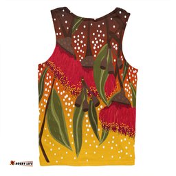 Australia Aboriginal Men Singlet - Red Eucalyptus Aboriginal Dot Art Men Singlet