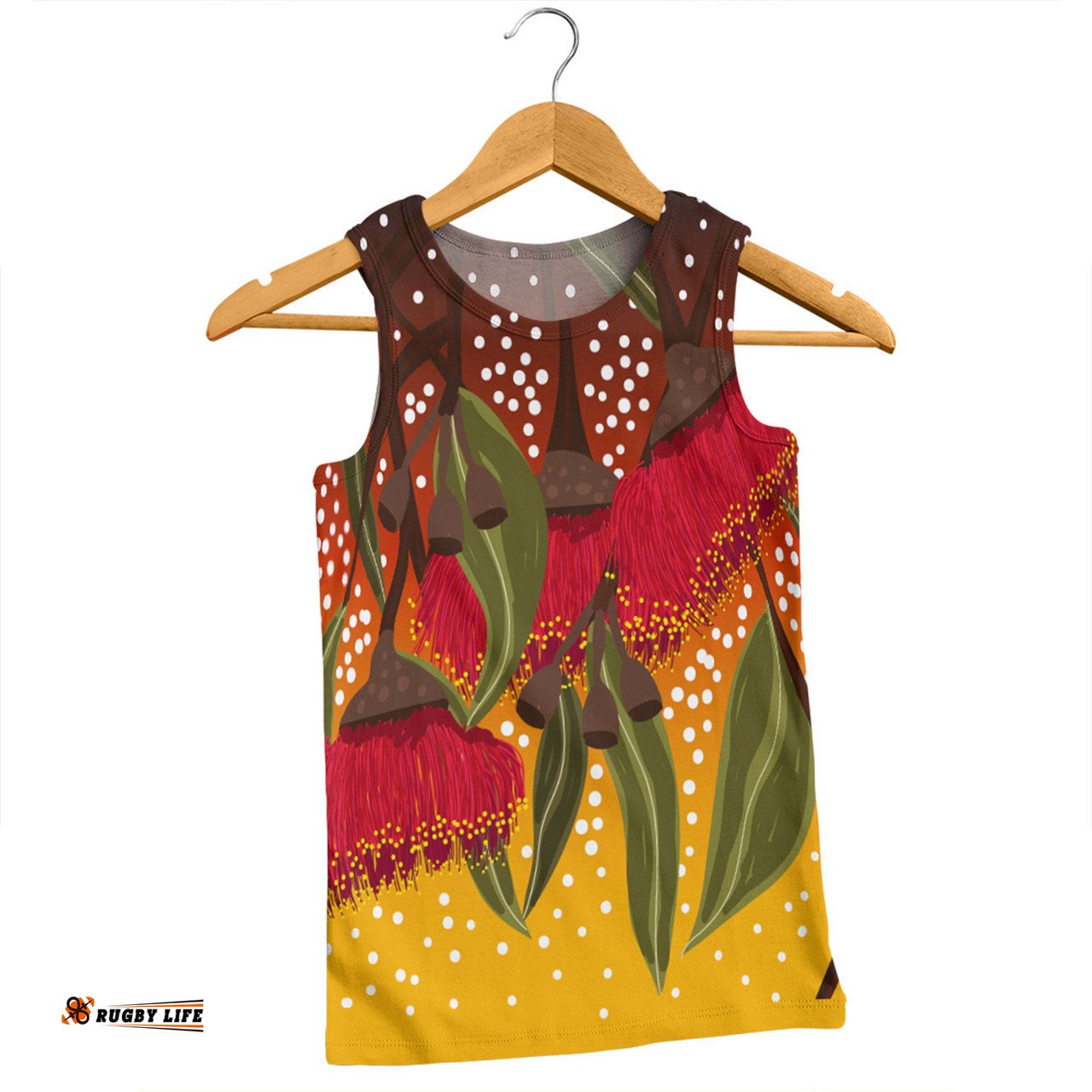 Australia Aboriginal Men Singlet - Red Eucalyptus Aboriginal Dot Art Men Singlet