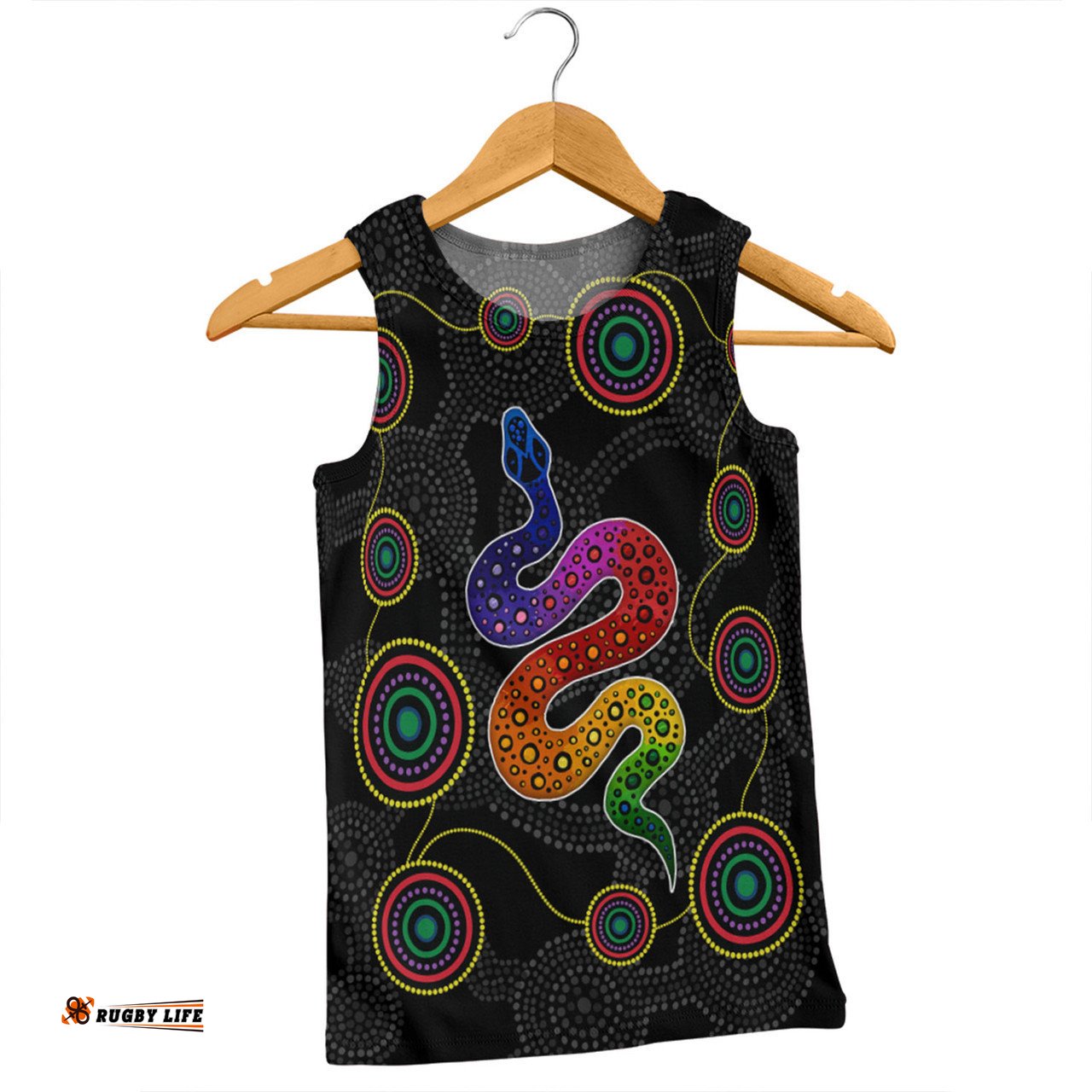 Australia Aboriginal Custom Men Singlet - Indigenous Dreaming Rainbow Serpent Inspired Men Singlet