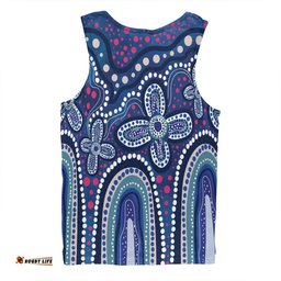 Australia Aboriginal Men Singlet - Dot painting illustration in Aboriginal style Blue Men Singlet