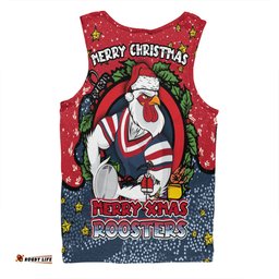 Sydney Roosters Christmas Custom Men Singlet - Merry Christmas Our Beloved Team With Aboriginal Dot Art Pattern Men Singlet
