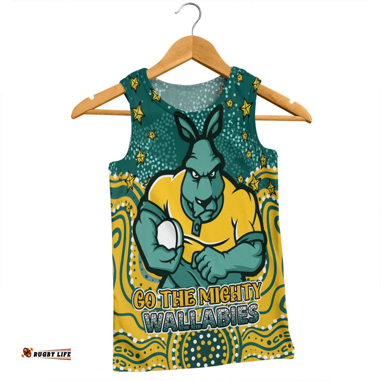 Australia Wallabies Custom Men Singlet - Custom With Aboriginal Inspired Style Of Dot Painting Patterns  Men Singlet
