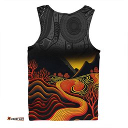 Australia Aboriginal Custom Men Singlet - Rainbow Serpent Dreamtime Land Art Inspired Men Singlet