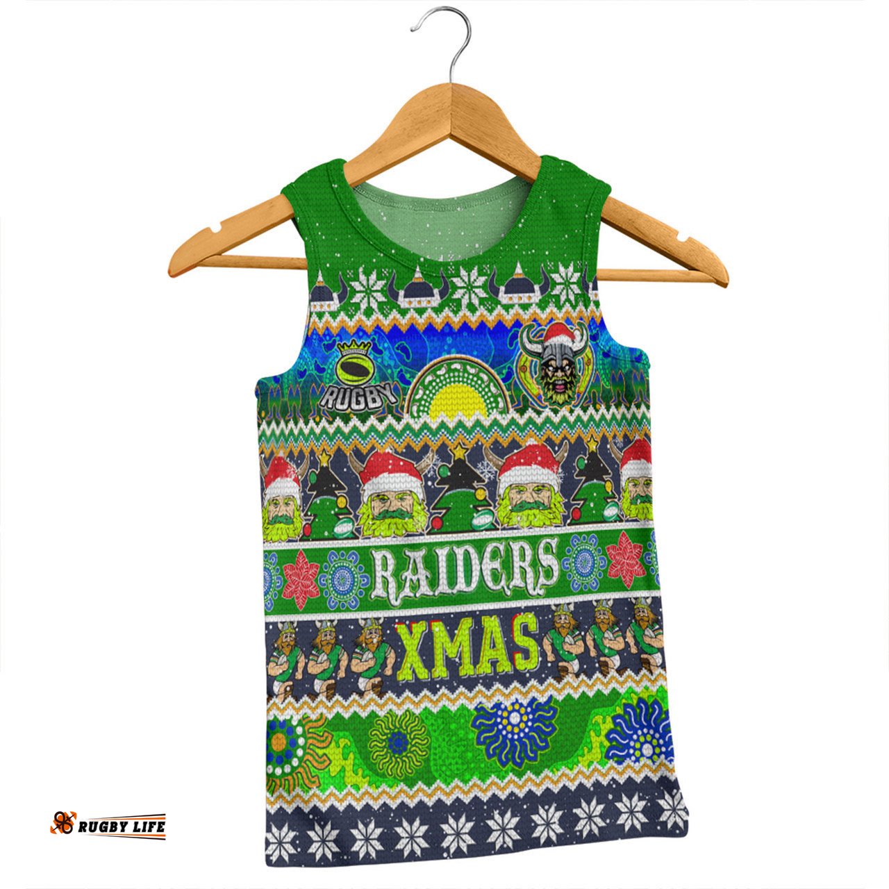 Canberra Raiders Christmas Aboriginal Custom Men Singlet - Indigenous Knitted Ugly Xmas Style Men Singlet