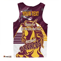 Brisbane Broncos Men Singlet - Happy Australia Day We Are One And Free
