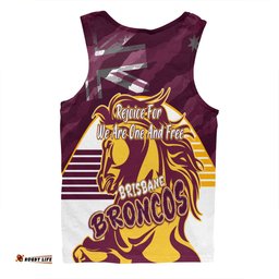 Brisbane Broncos Men Singlet - Happy Australia Day We Are One And Free