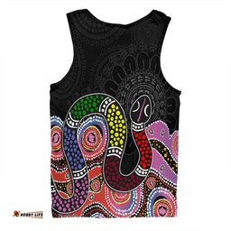 Australia Rainbow Serpent Aboriginal Custom Men Singlet - Dreamtime Rainbow Serpent Featuring Dot Style Men Singlet