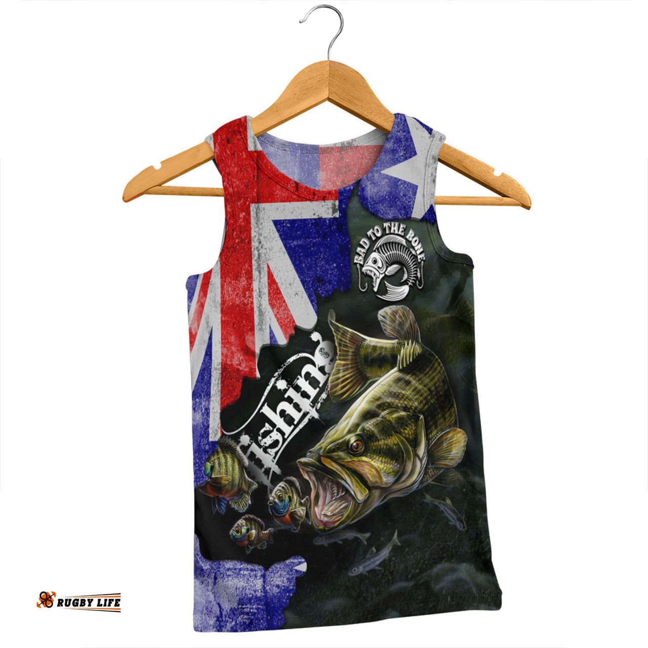 Australia Fishing Men Singlet - Bad To The Bone Fishing Australia Flag Vintage Men Singlet