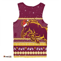 Brisbane Broncos Christmas Custom Men Singlet - Ugly Xmas And Aboriginal Patterns For Die Hard Fan Men Singlet