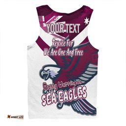 Manly Warringah Sea Eagles Men Singlet - Happy Australia Day We Are One And Free V2