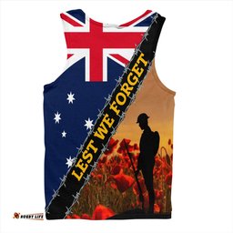 Australia Men Singlet Custom Anzac Day Let We Forget Barbed Wire
