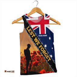Australia Men Singlet Custom Anzac Day Let We Forget Barbed Wire
