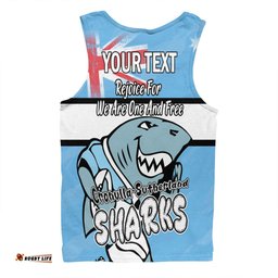 Cronulla-Sutherland Sharks Men Singlet - Happy Australia Day We Are One And Free