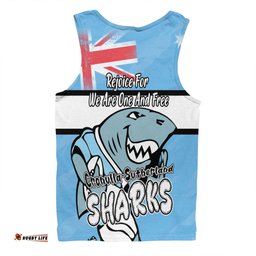 Cronulla-Sutherland Sharks Men Singlet - Happy Australia Day We Are One And Free