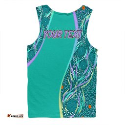 Australia Aboriginal Custom Men Singlet - Turquoise Dot Dreamtime Men Singlet