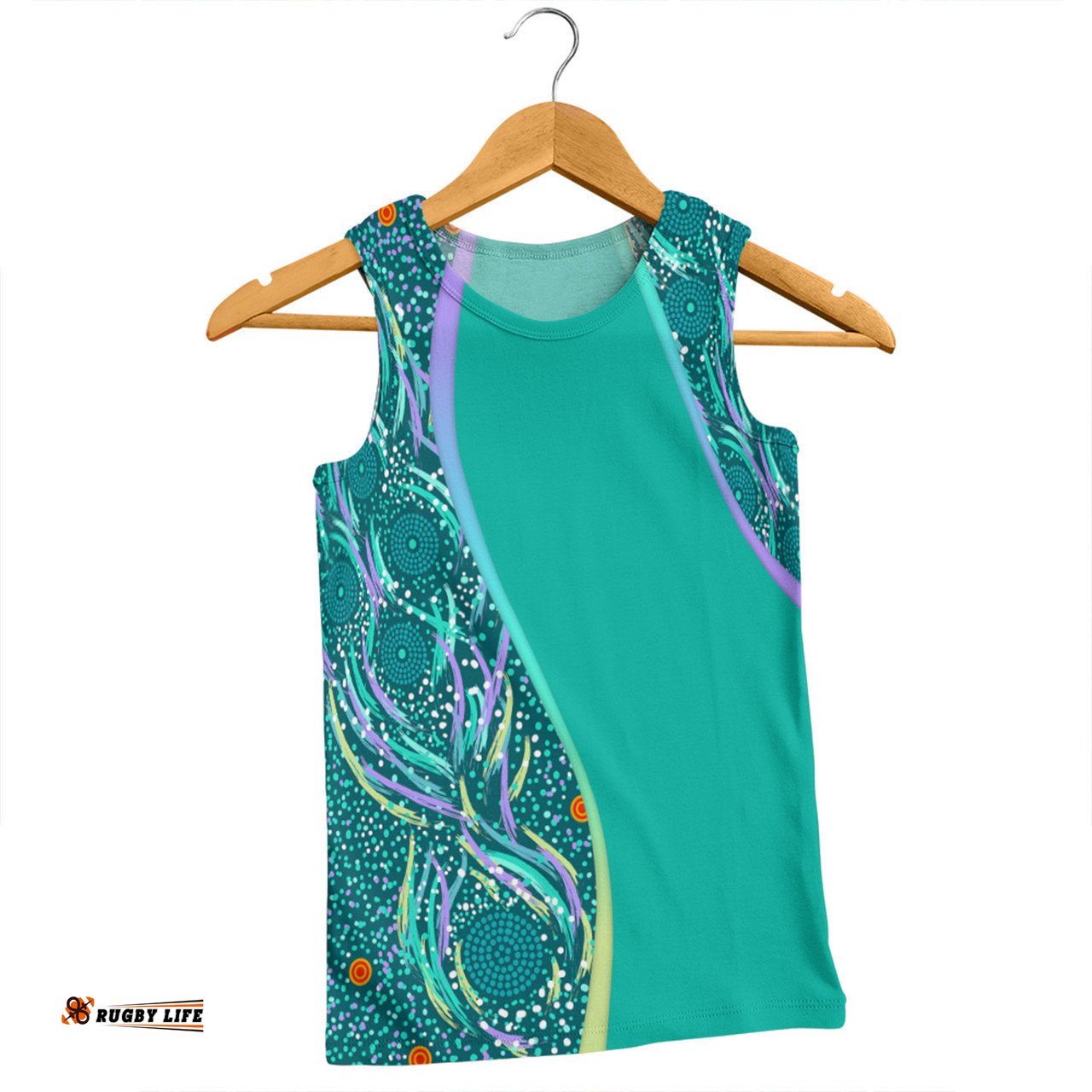 Australia Aboriginal Custom Men Singlet - Turquoise Dot Dreamtime Men Singlet
