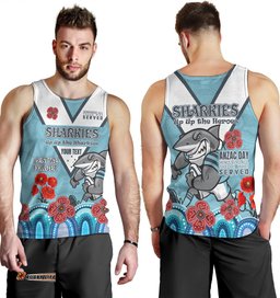 Cronulla-Sutherland Sharks Anzac Custom Men Tank Top - Up Up The Heroes Tank Top