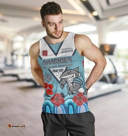 Cronulla-Sutherland Sharks Anzac Custom Men Tank Top - Up Up The Heroes Tank Top