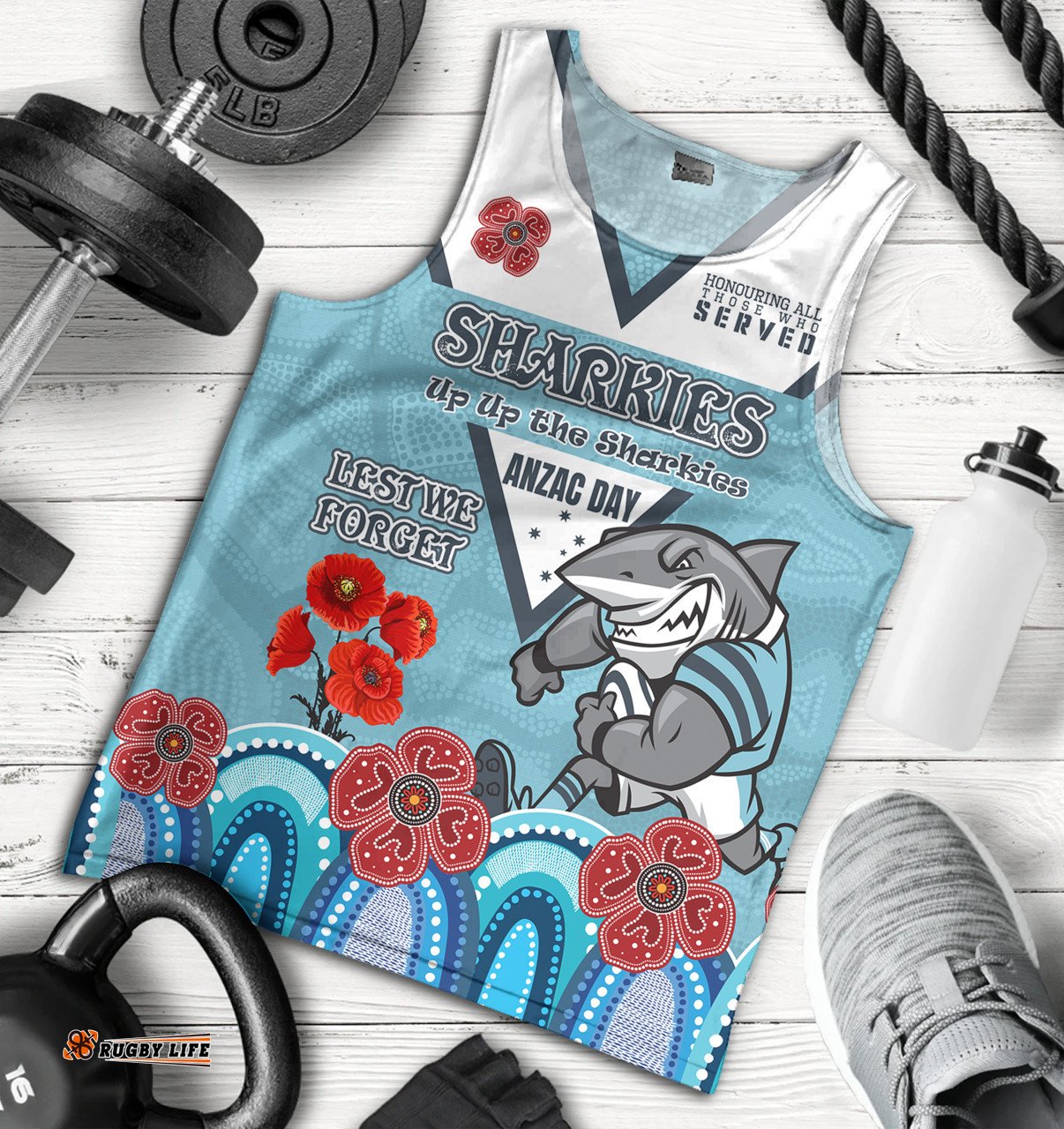 Cronulla-Sutherland Sharks Anzac Custom Men Tank Top - Up Up The Heroes Tank Top