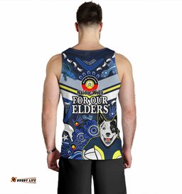 North Queensland Cowboys Naidoc Custom Men Tank Top - For Our Elders Home Jersey Tank Top