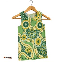 Australia Aboriginal Men Singlet - Yellow Aboriginal Dot Art Inspired Men Singlet