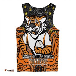 Wests Tigers Custom Men Singlet - Custom With Aboriginal Inspired Style Of Dot Painting Patterns  Men Singlet