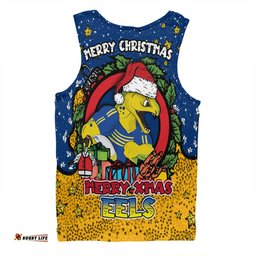 Parramatta Eels Christmas Custom Men Singlet - Merry Christmas Our Beloved Team With Aboriginal Dot Art Pattern Men Singlet