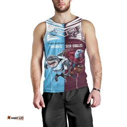 Custom Sea Eagles And Sharks Rugby Men Tank Top Sporty Style