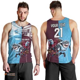 Custom Sea Eagles And Sharks Rugby Men Tank Top Sporty Style