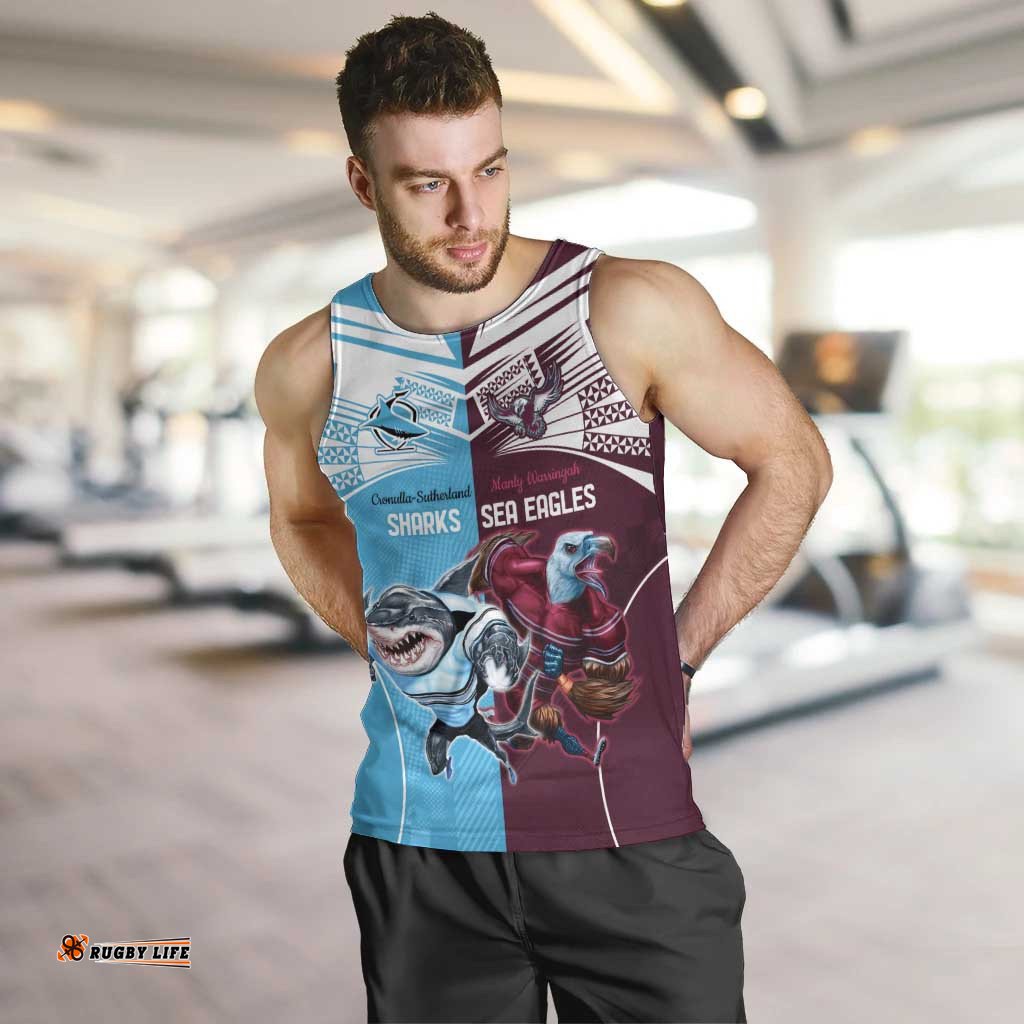 Custom Sea Eagles And Sharks Rugby Men Tank Top Sporty Style
