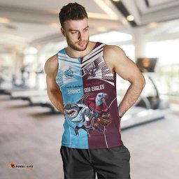 Custom Sea Eagles And Sharks Rugby Men Tank Top Sporty Style