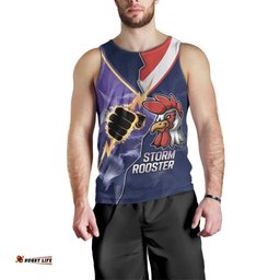 NRL Storm-Rooster Mascot Custom Men Tank Top Cracked Metal Style