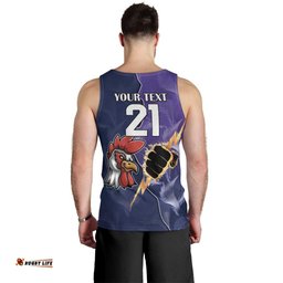 NRL Storm-Rooster Mascot Custom Men Tank Top Cracked Metal Style