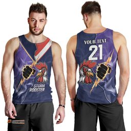 NRL Storm-Rooster Mascot Custom Men Tank Top Cracked Metal Style