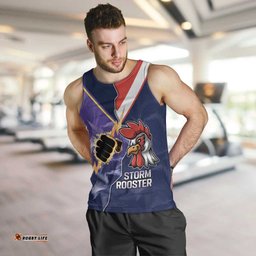 NRL Storm-Rooster Mascot Custom Men Tank Top Cracked Metal Style