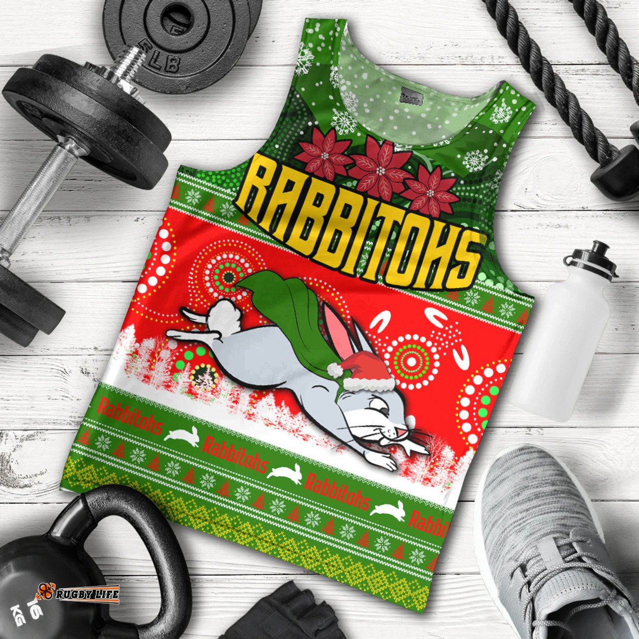 South Sydney Rabbitohs Men Tank Top - South Sydney Rabbitohs Ugly Christmas And Aboriginal Patterns Men Tank Top