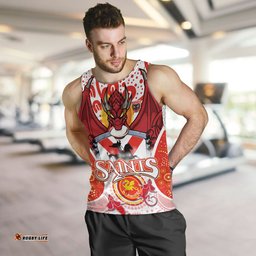 St. George Illawarra Dragons Custom Men Tank Top - Saints With Aboriginal Inspired Dot Art Tank Top