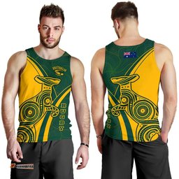 Australia Men Tank Top - Custom Australian Kangaroo & Aboriginal Inspired Patterns Dot Art Painting Men Tank Top