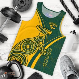 Australia Men Tank Top - Custom Australian Kangaroo & Aboriginal Inspired Patterns Dot Art Painting Men Tank Top